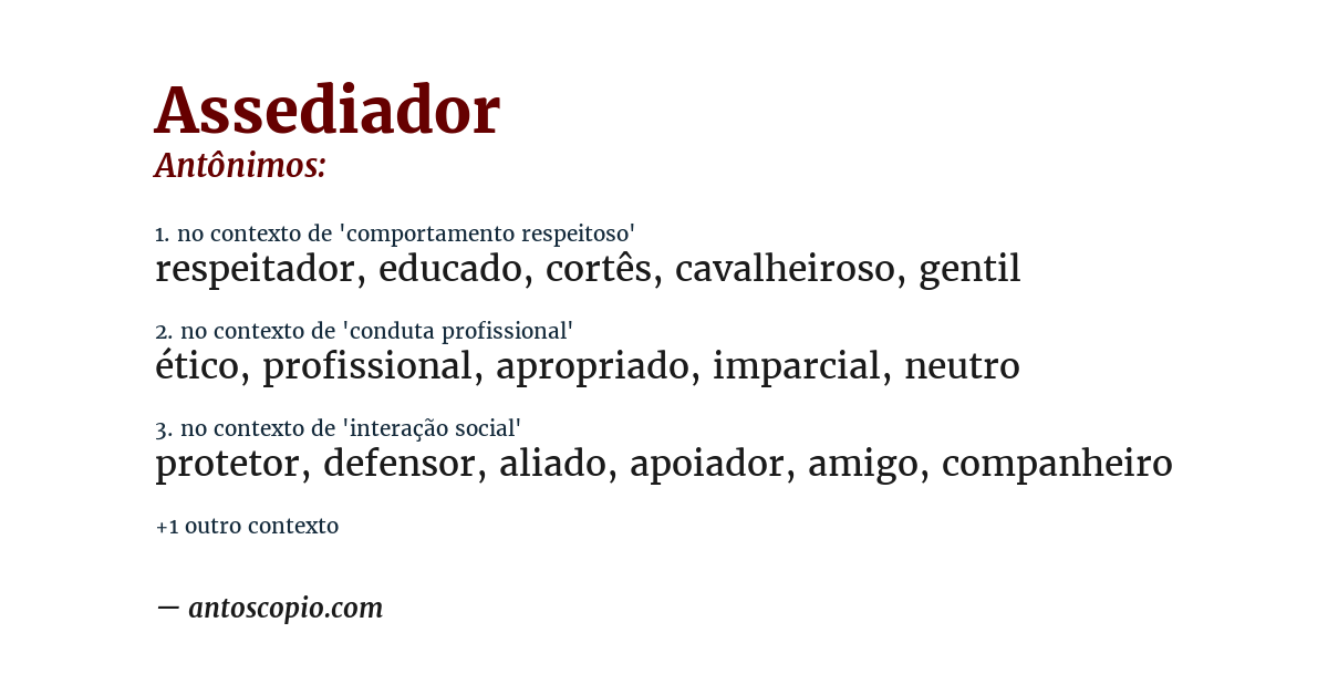 Antônimo de assediador