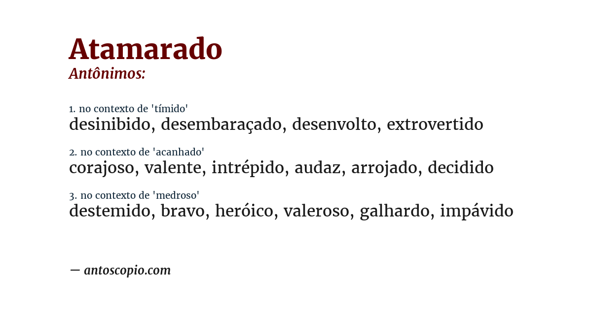 Antônimo de atamarado