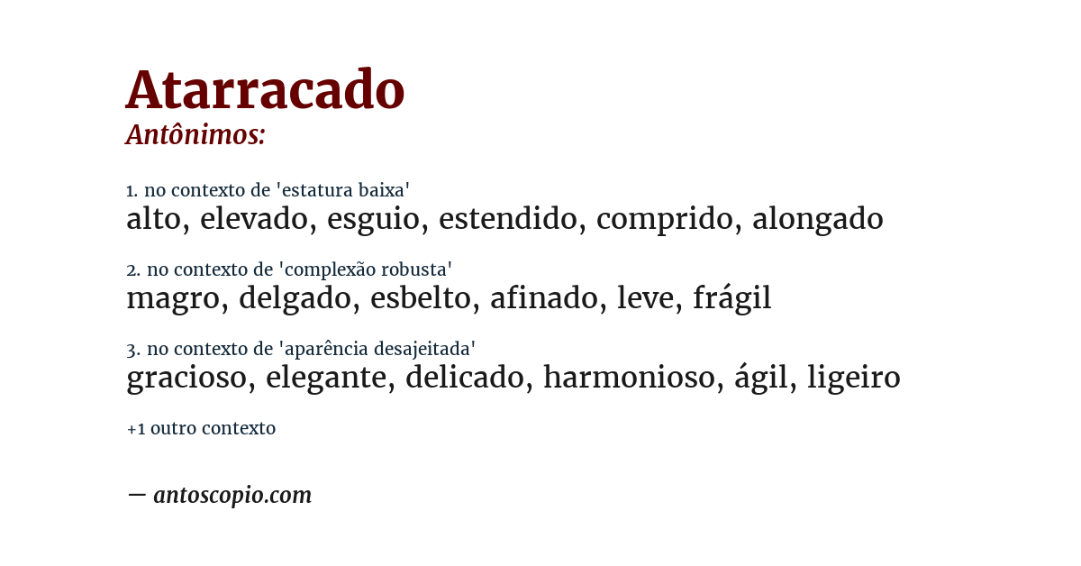 Antônimo de atarracado
