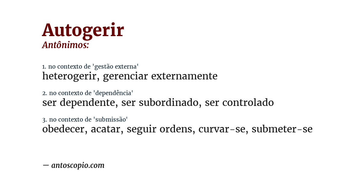 Antônimo de autogerir