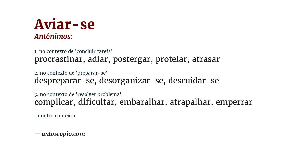 Antônimo de aviar-se