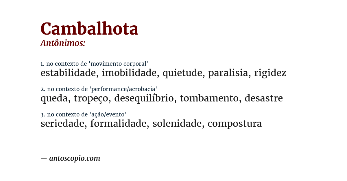 Antônimo de cambalhota