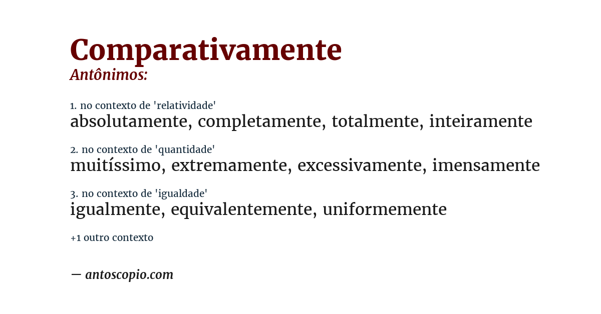 Antônimo de comparativamente