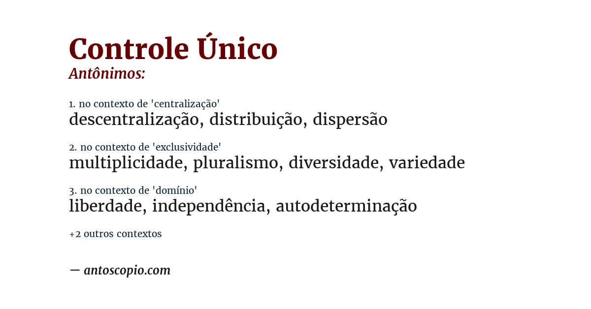 Antônimo de controle único