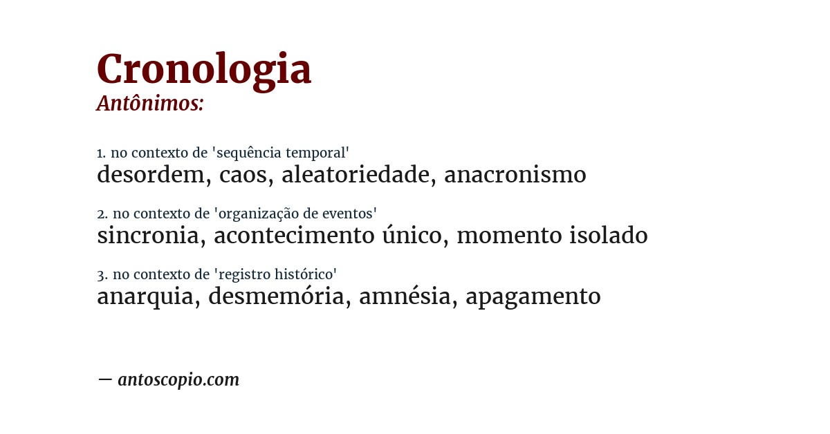Antônimo de cronologia