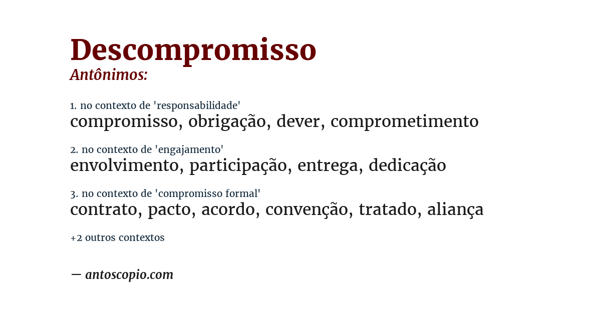 Antônimo de descompromisso