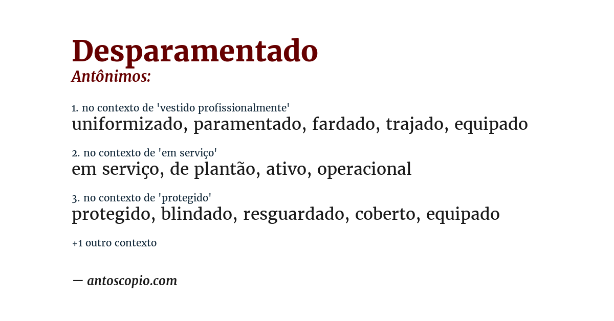 Antônimo de desparamentado