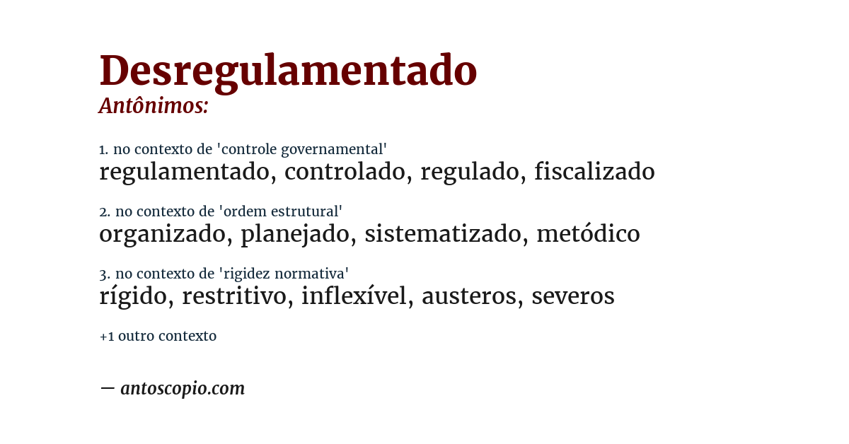 Antônimo de desregulamentado