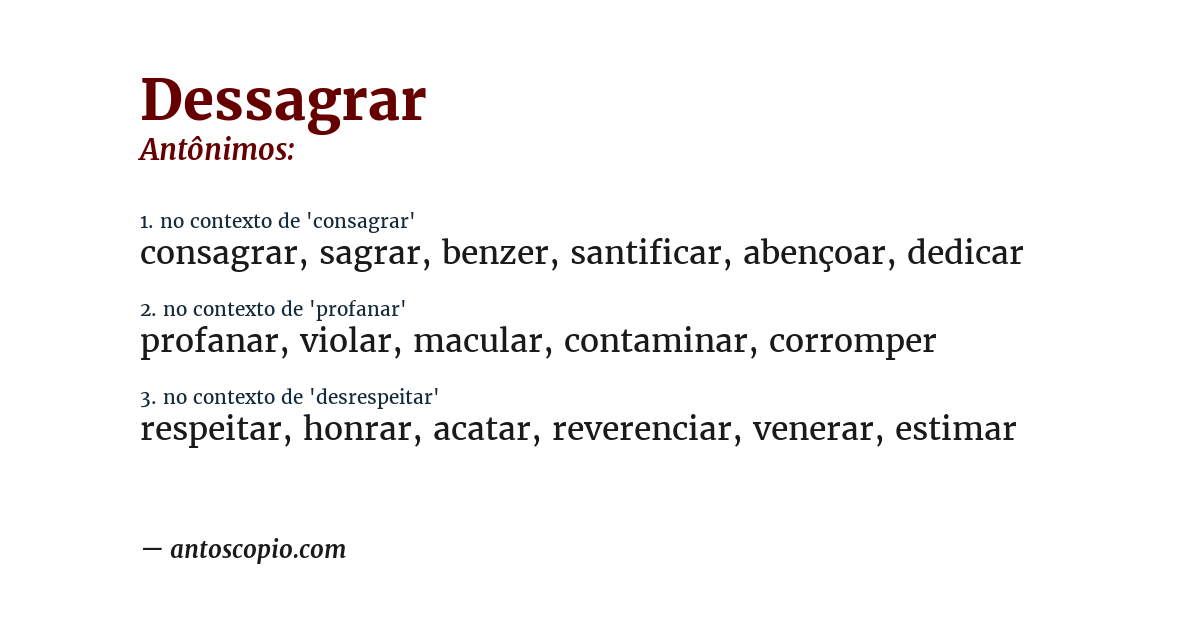 Antônimo de dessagrar