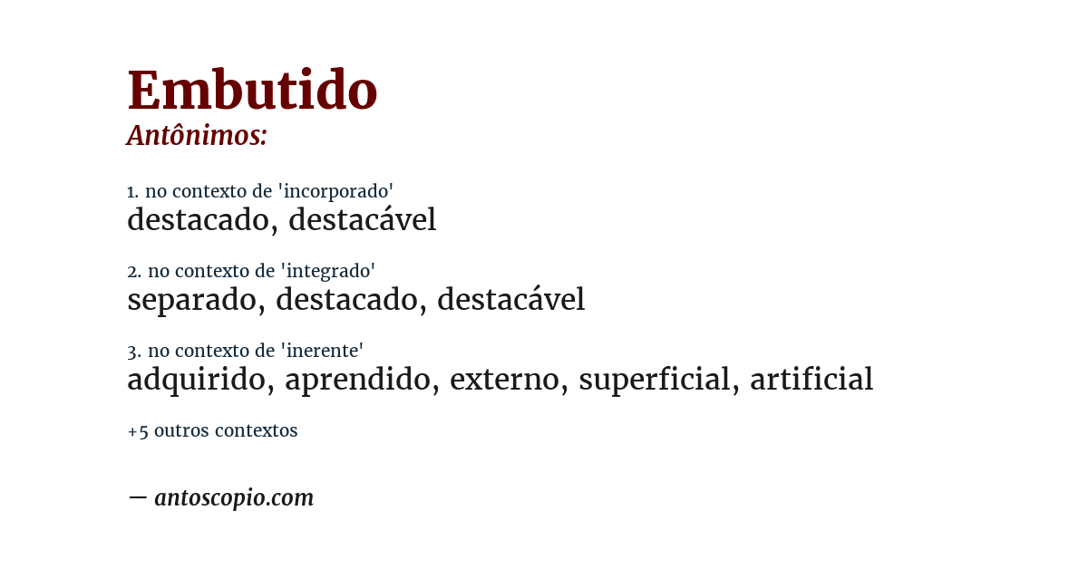Antônimo de embutido