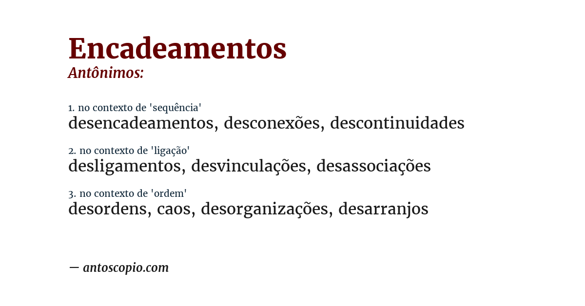 Antônimo de encadeamentos