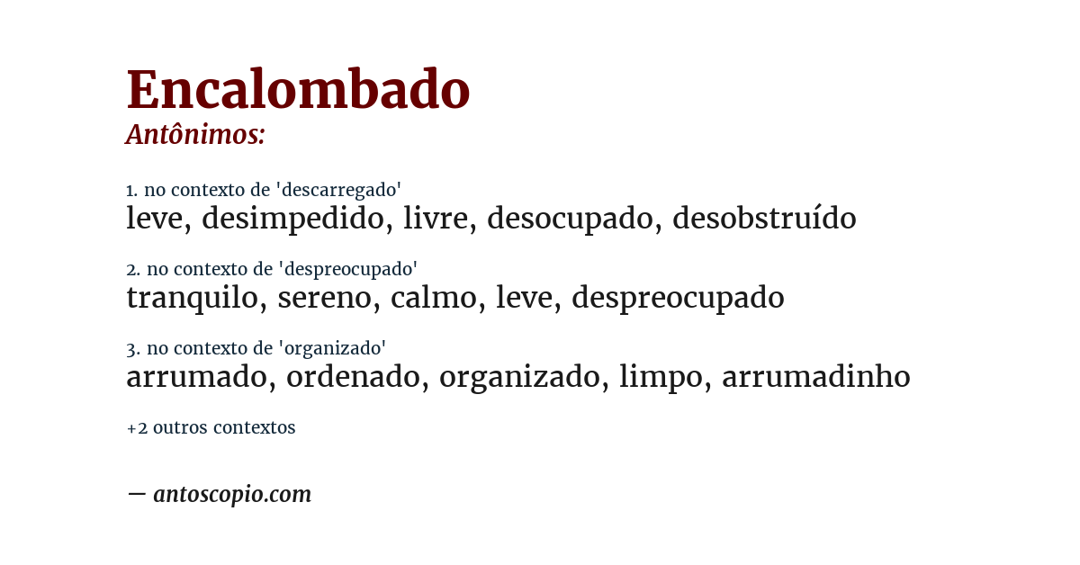 Antônimo de encalombado