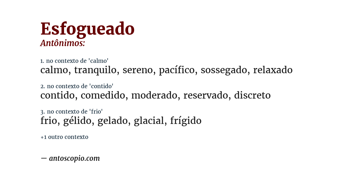 Antônimo de esfogueado
