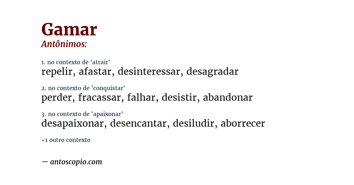 Antônimo de gamar