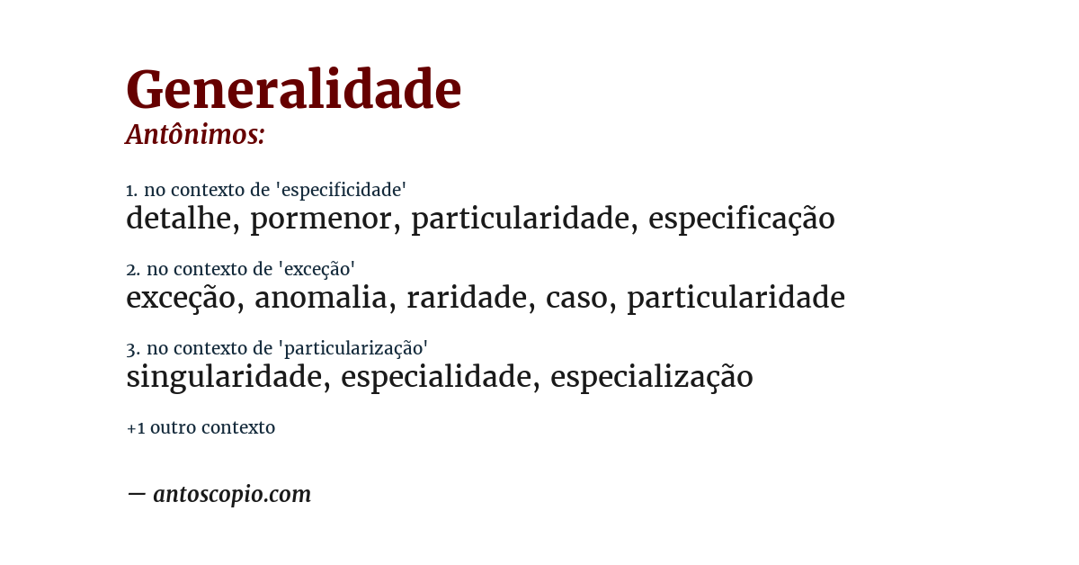 Antônimo de generalidade