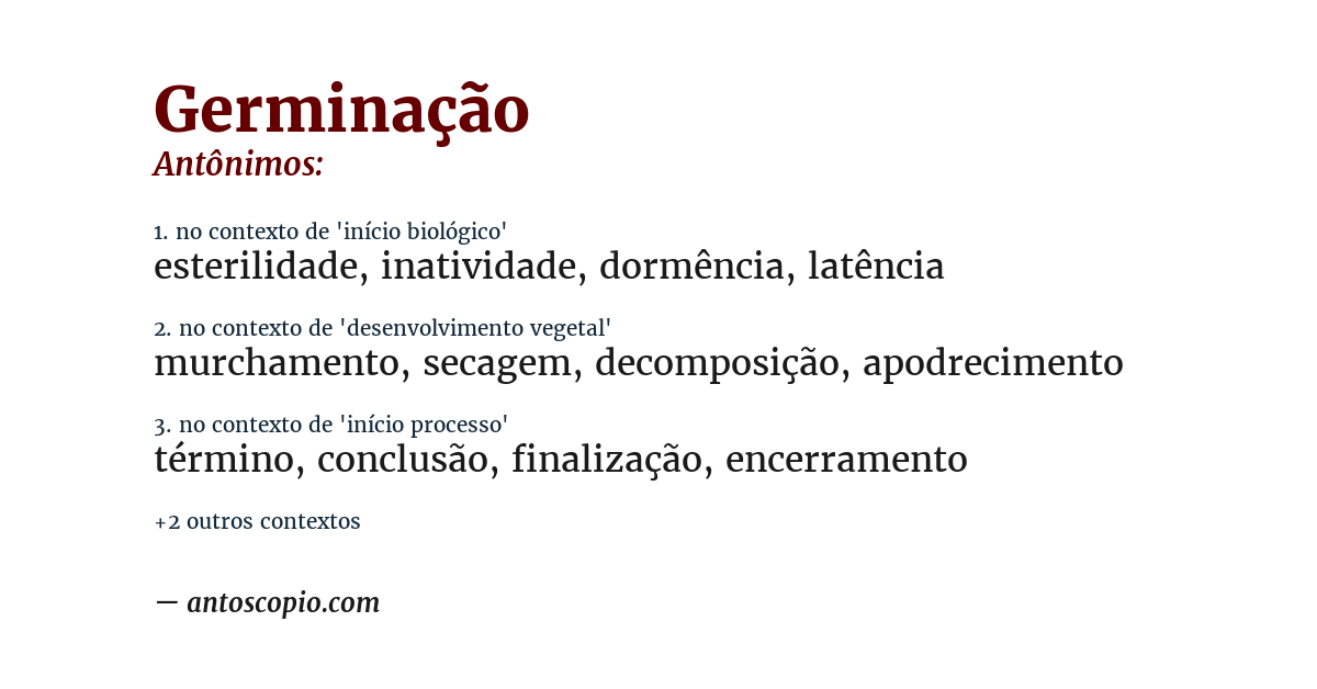 Antônimo de germinação