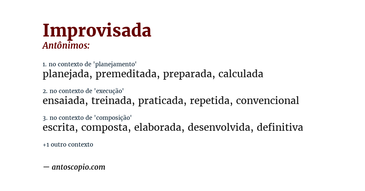 Antônimo de improvisada