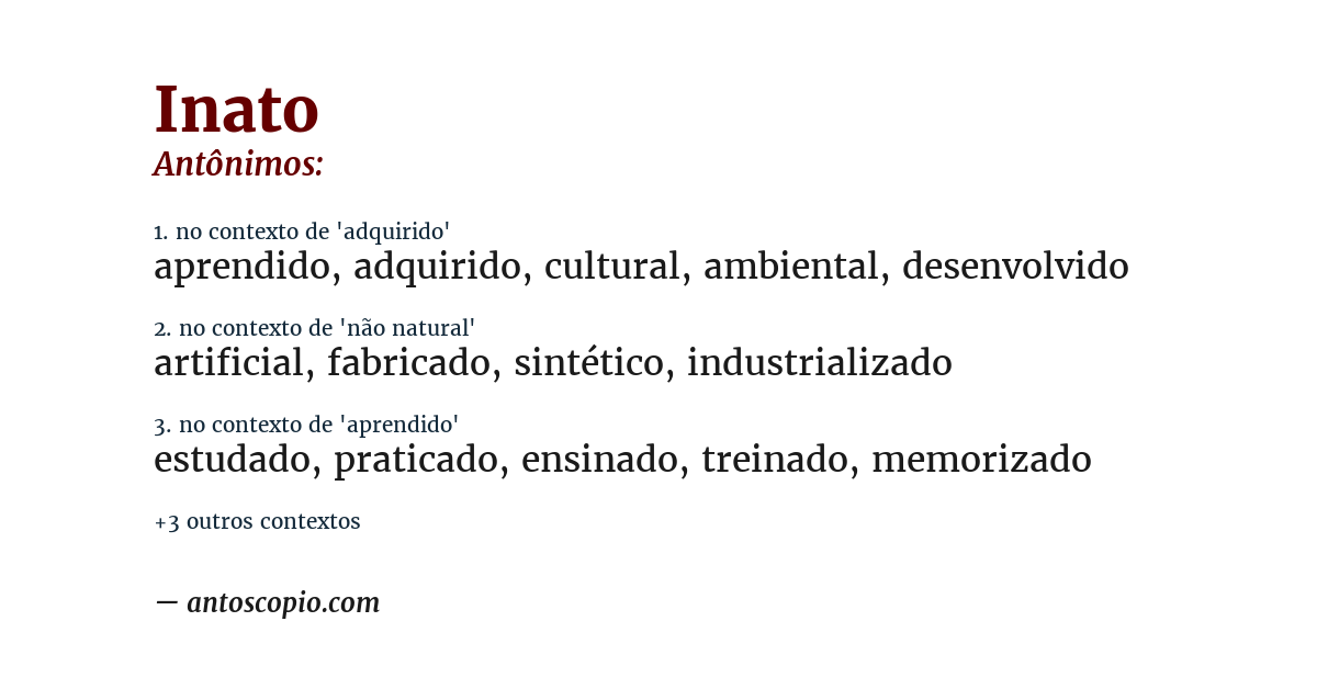Antônimo de inato