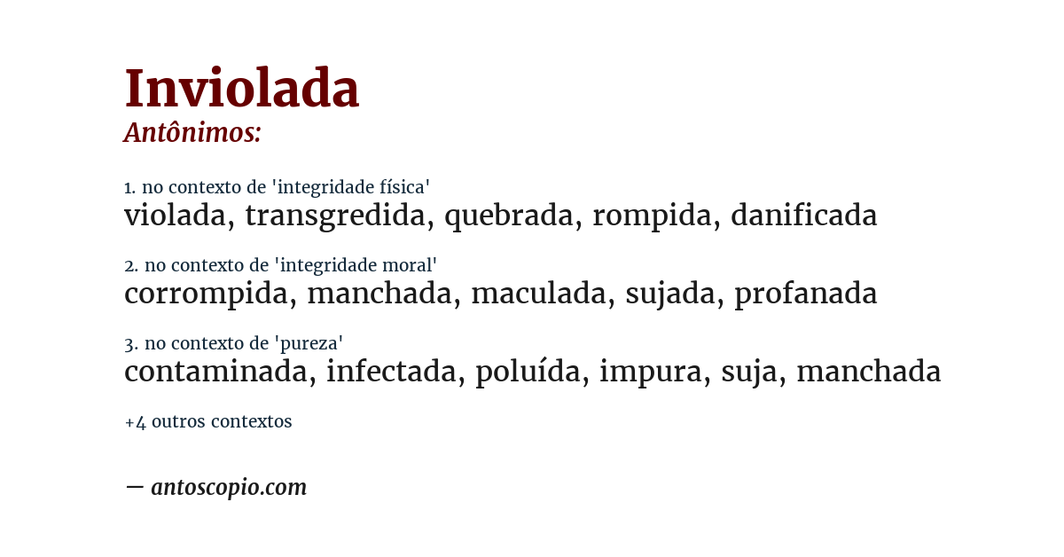 Antônimo de inviolada
