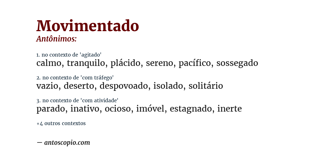 Antônimo de movimentado