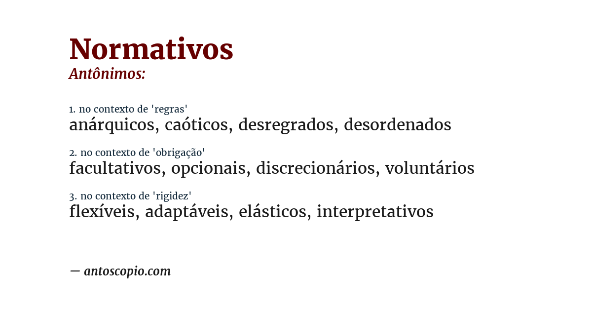 Antônimo de normativos