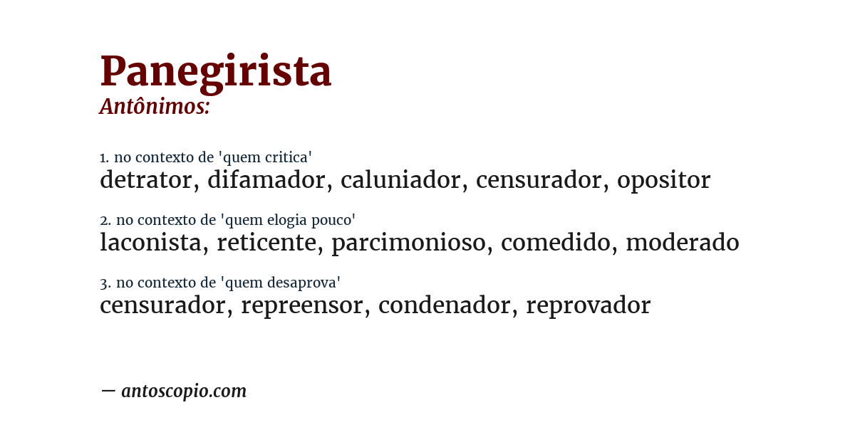 Antônimo de panegirista