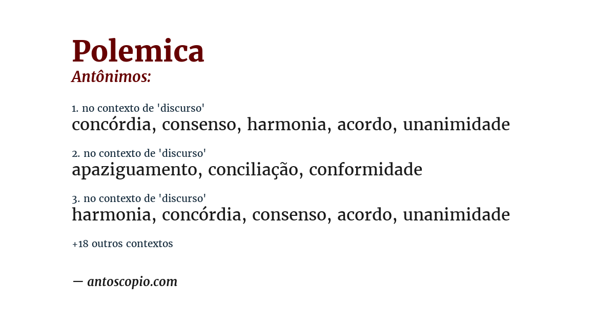 Antônimo de polemica