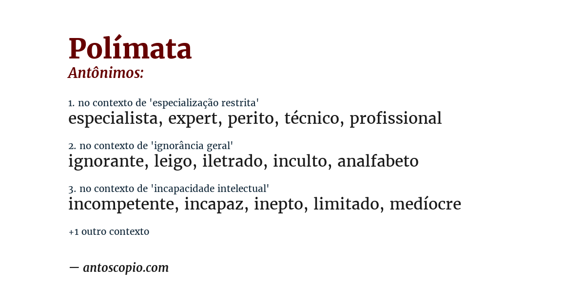 Antônimo de polímata