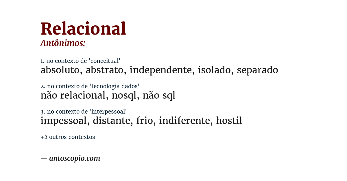 Antônimo de relacional