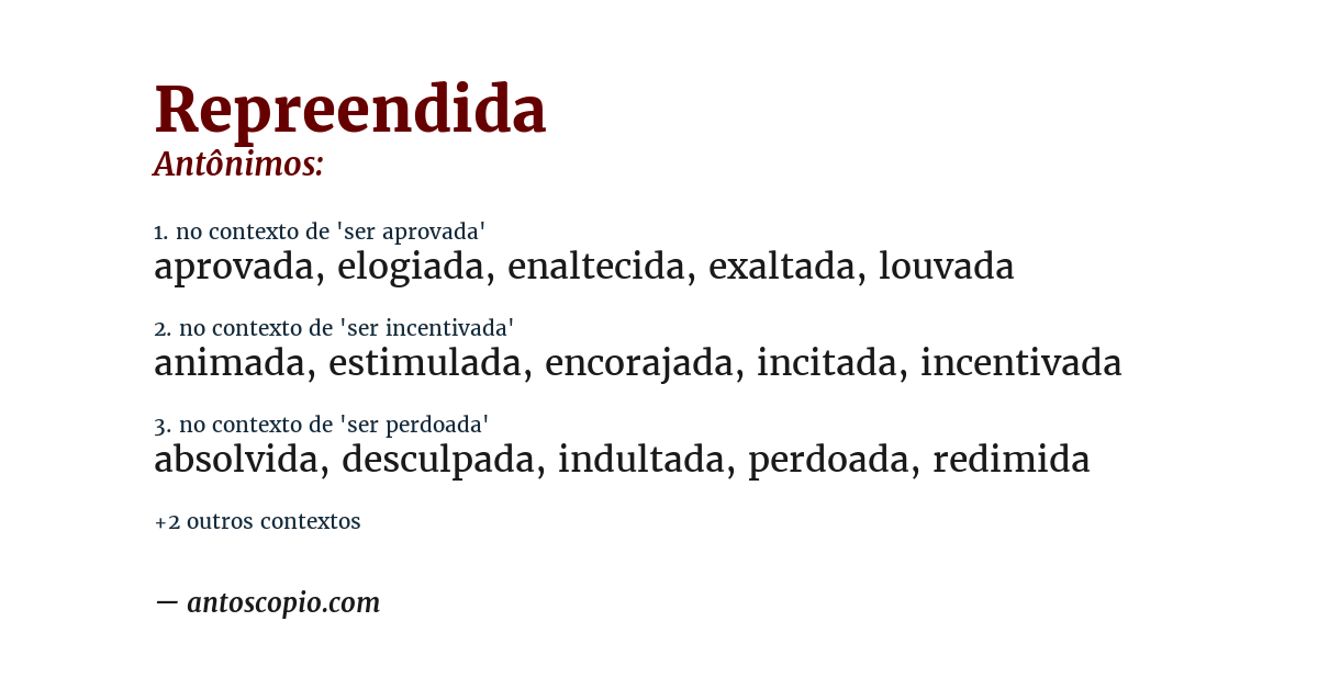 Antônimo de repreendida