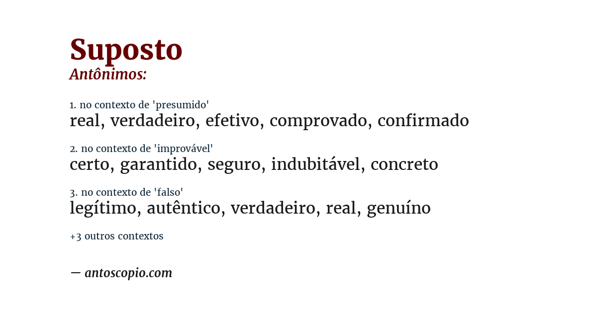 Antônimo de suposto