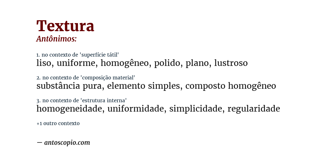 Antônimo de textura