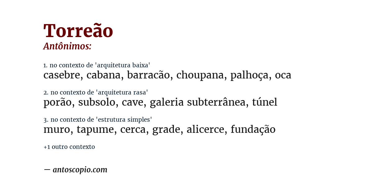 Antônimo de torreão