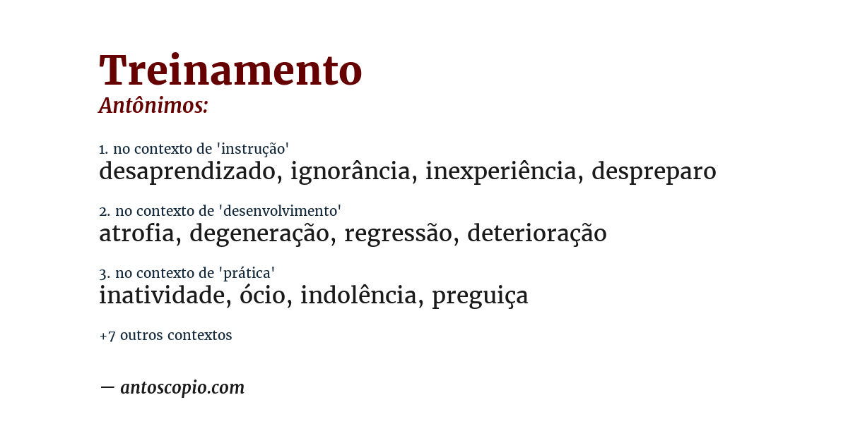 Antônimo de treinamento