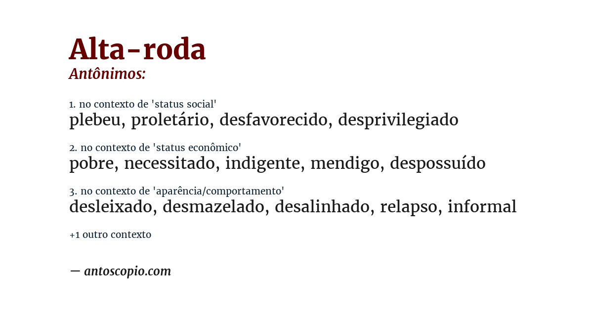 Antônimo de alta-roda