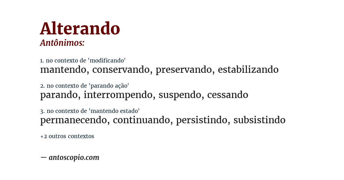 Antônimo de alterando