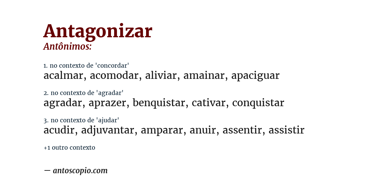 Antônimo de antagonizar