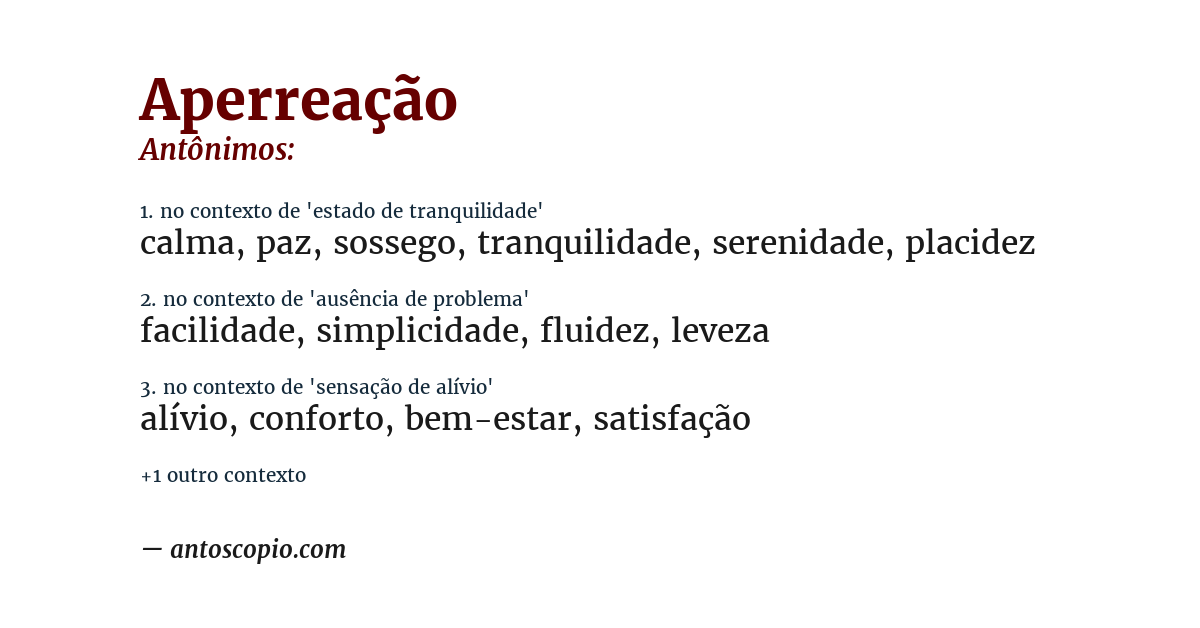 Antônimo de aperreação