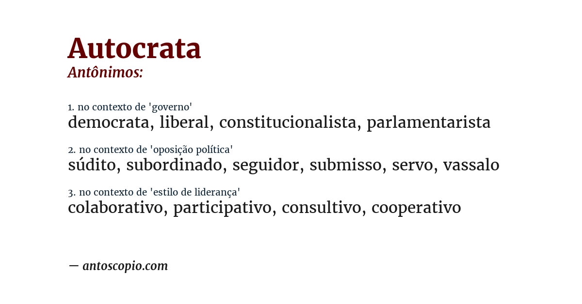 Antônimo de autocrata