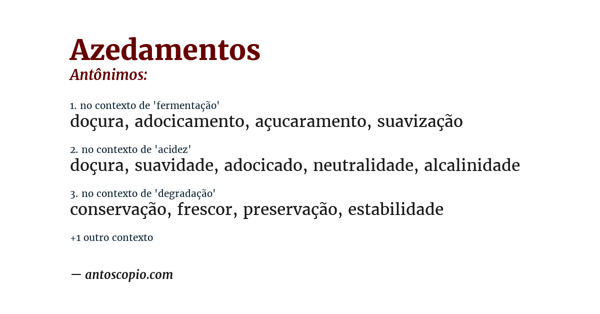 Antônimo de azedamentos
