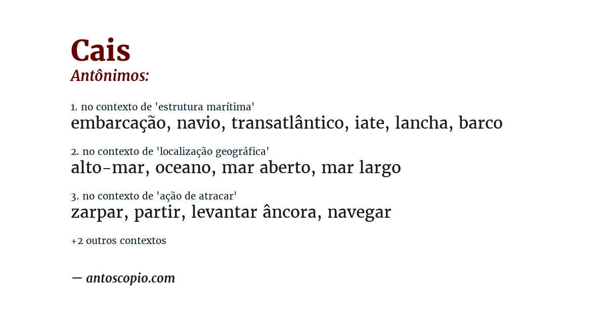 Antônimo de cais
