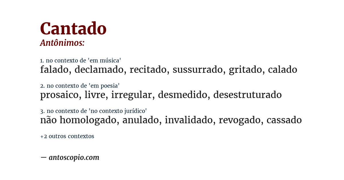 Antônimo de cantado