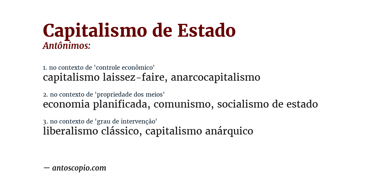 Antônimo de capitalismo de estado