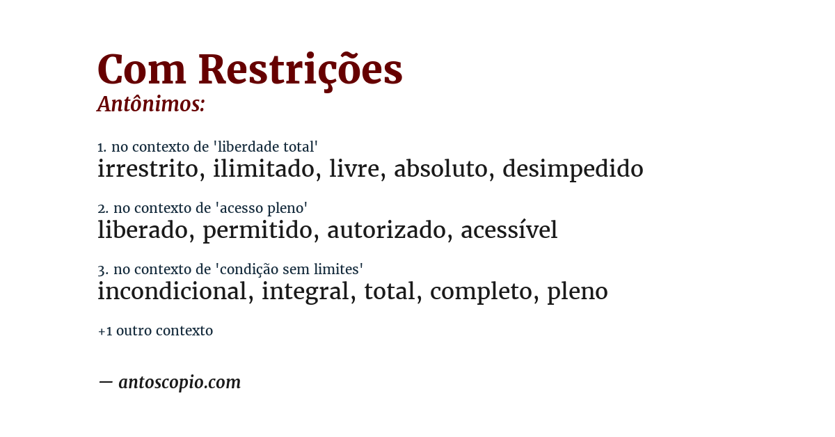 Antônimo de com restrições