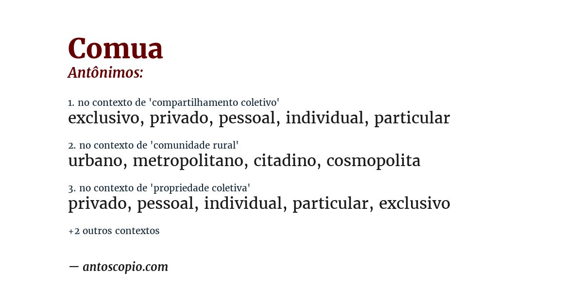 Antônimo de comua