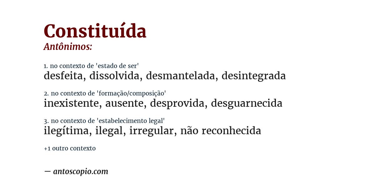 Antônimo de constituída
