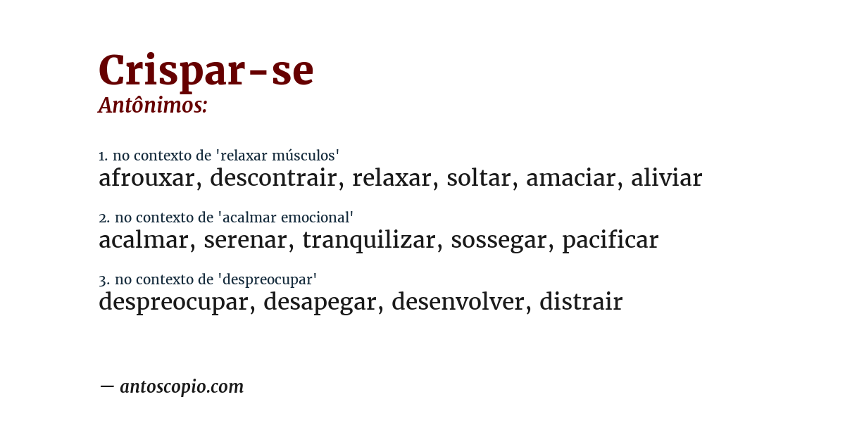 Antônimo de crispar-se