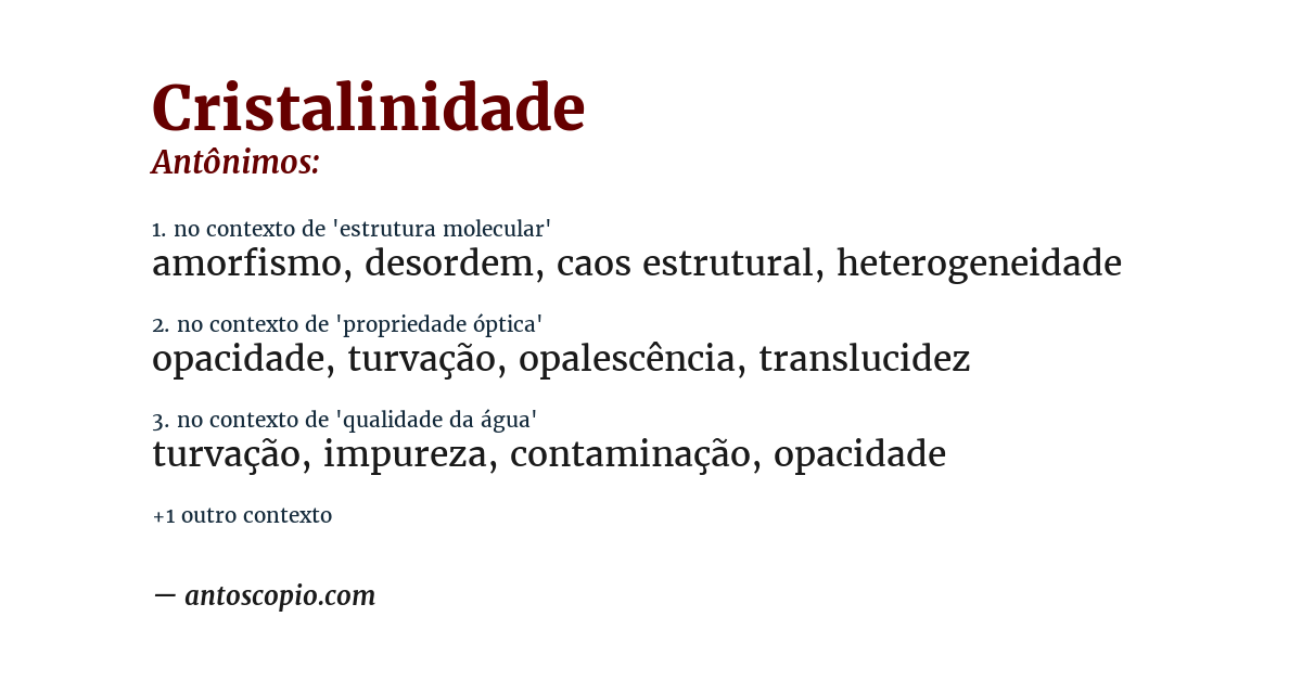 Antônimo de cristalinidade