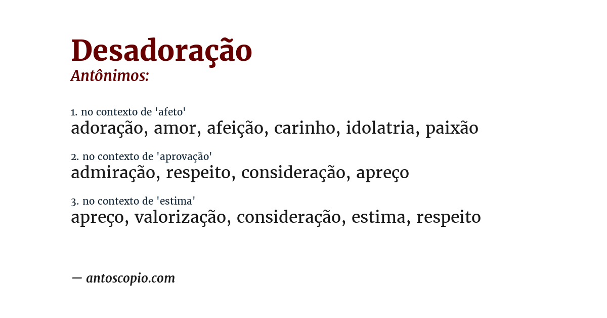 Antônimo de desadoração