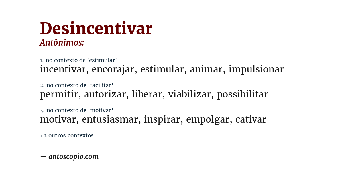 Antônimo de desincentivar